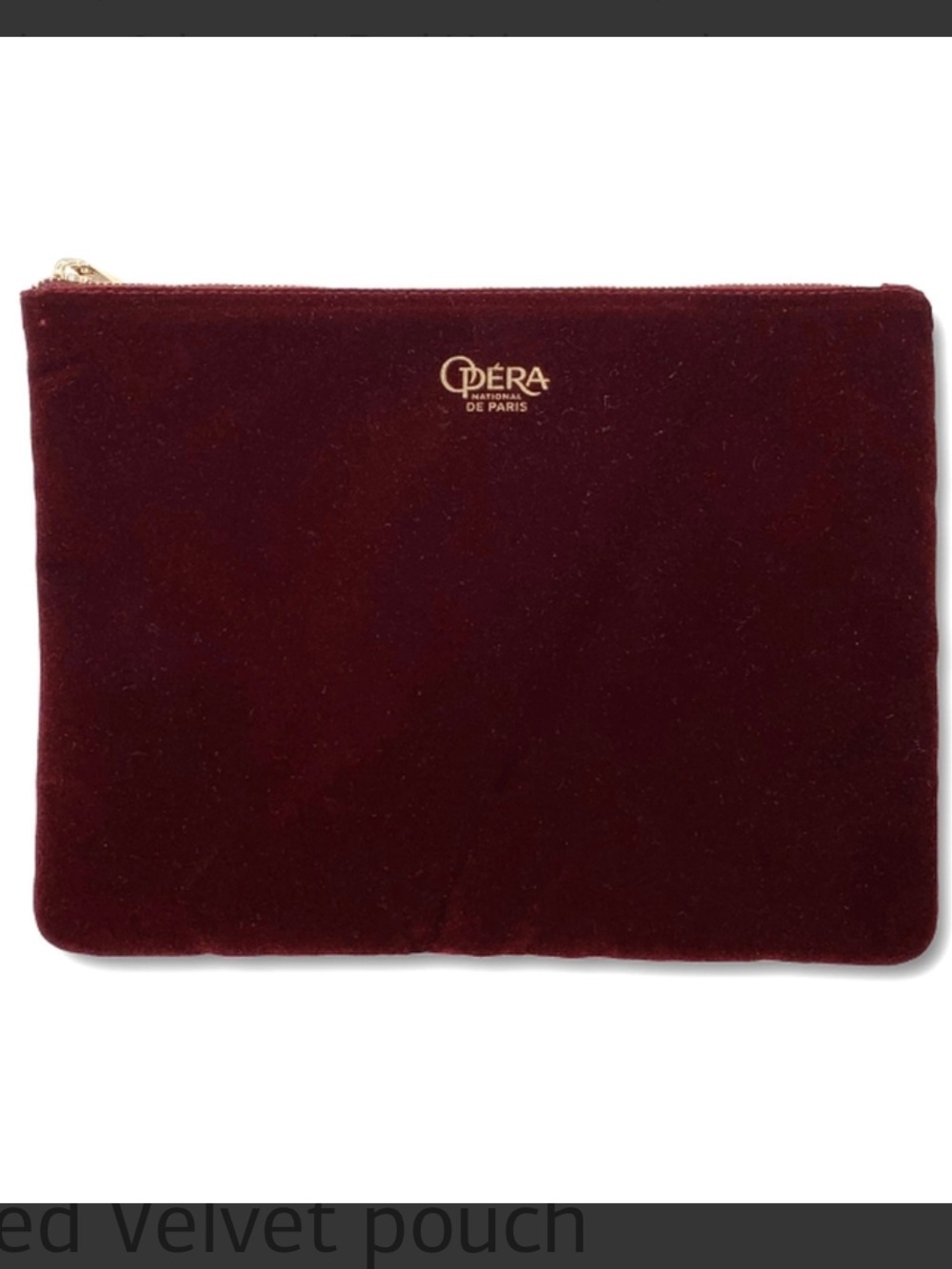 Déra De Paris Burgundy Velvet Zip Pouch